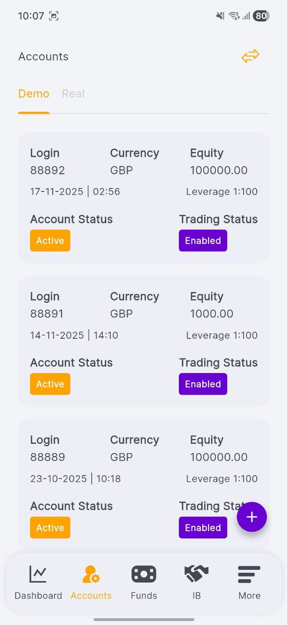 CRM Central mobile app — Accounts